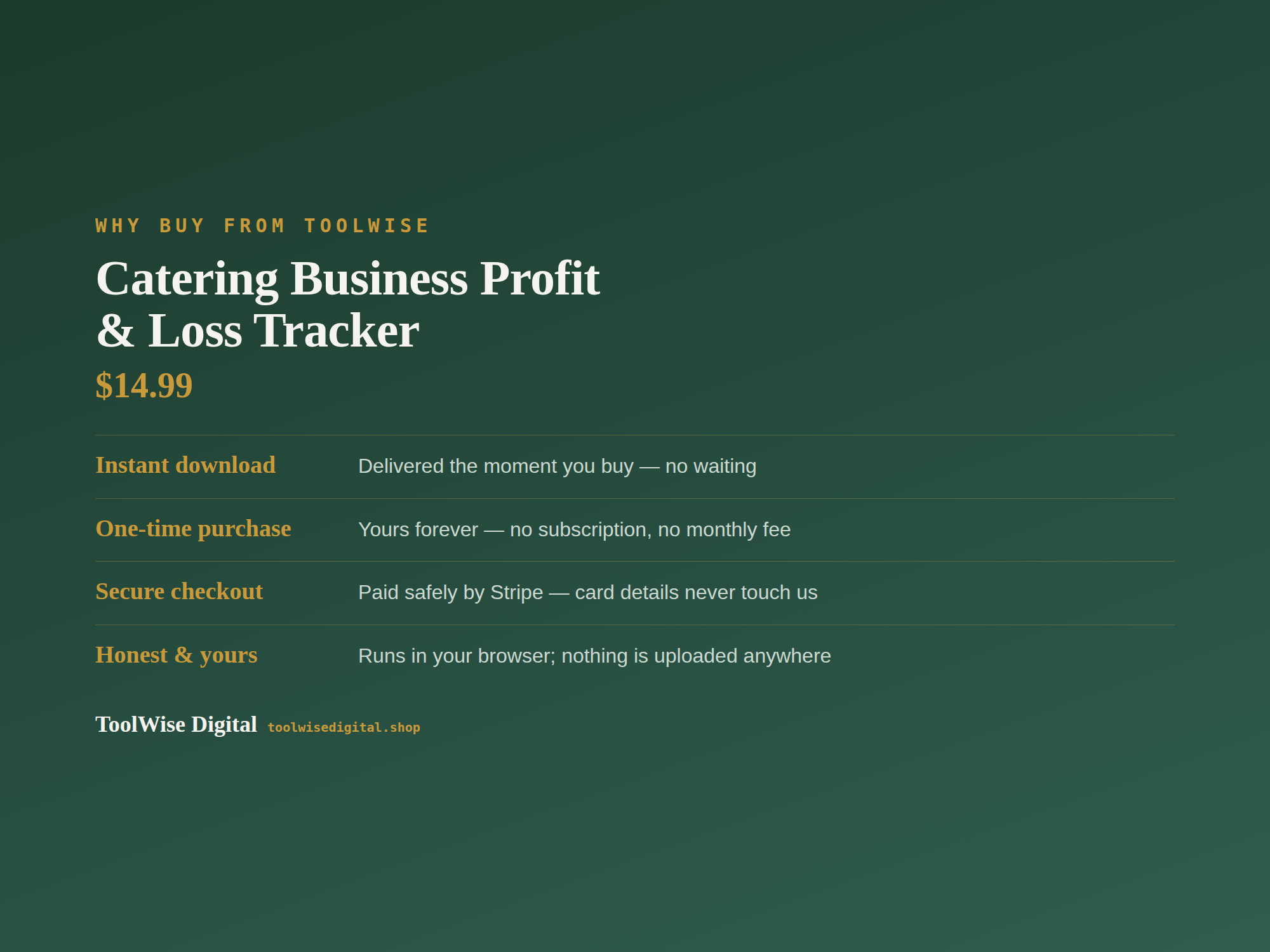 Catering Business Profit & Loss Tracker — Google Sheets & Excel spreadsheet by ToolWise Digital — view 8