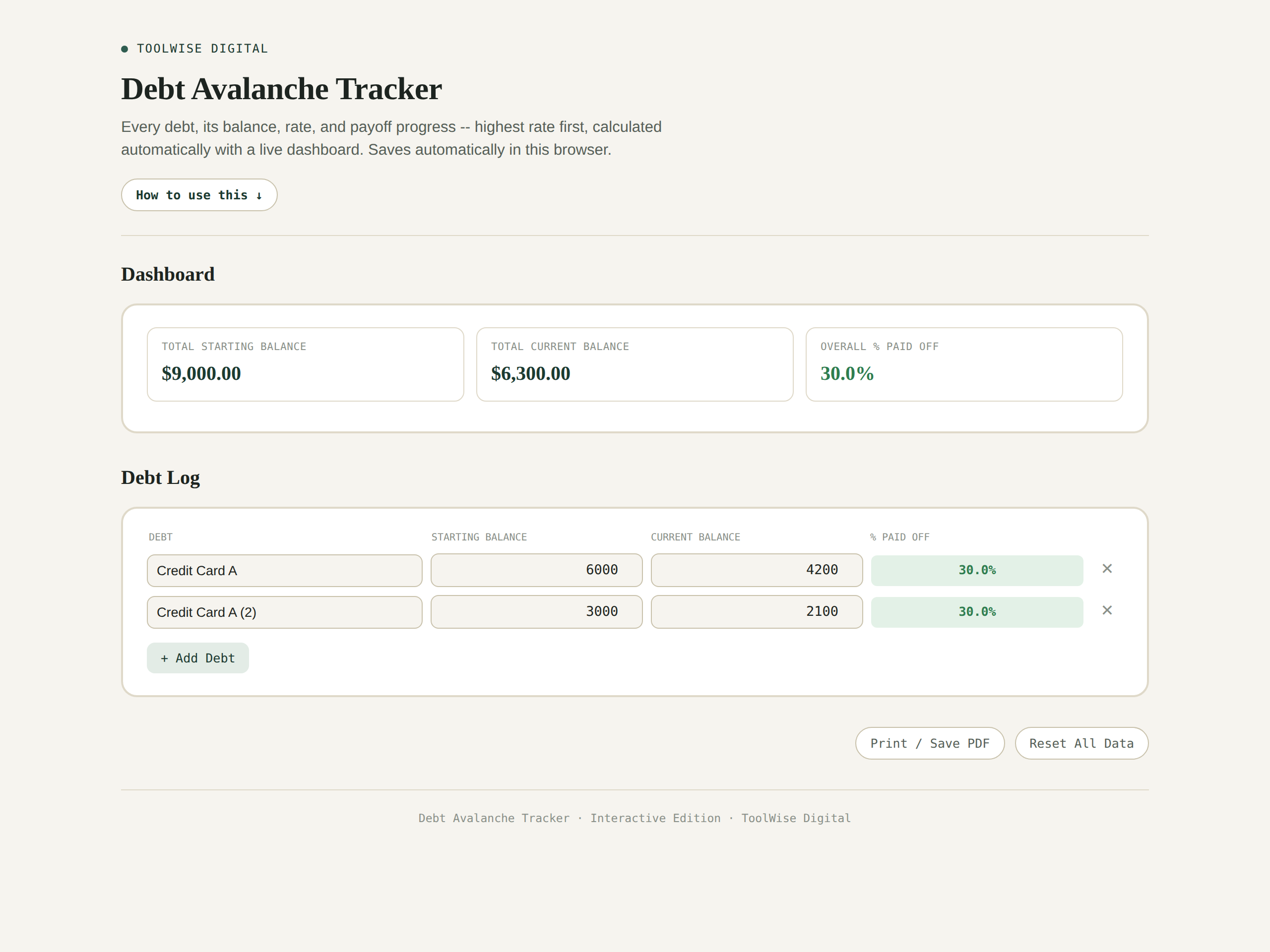Debt Avalanche Tracker