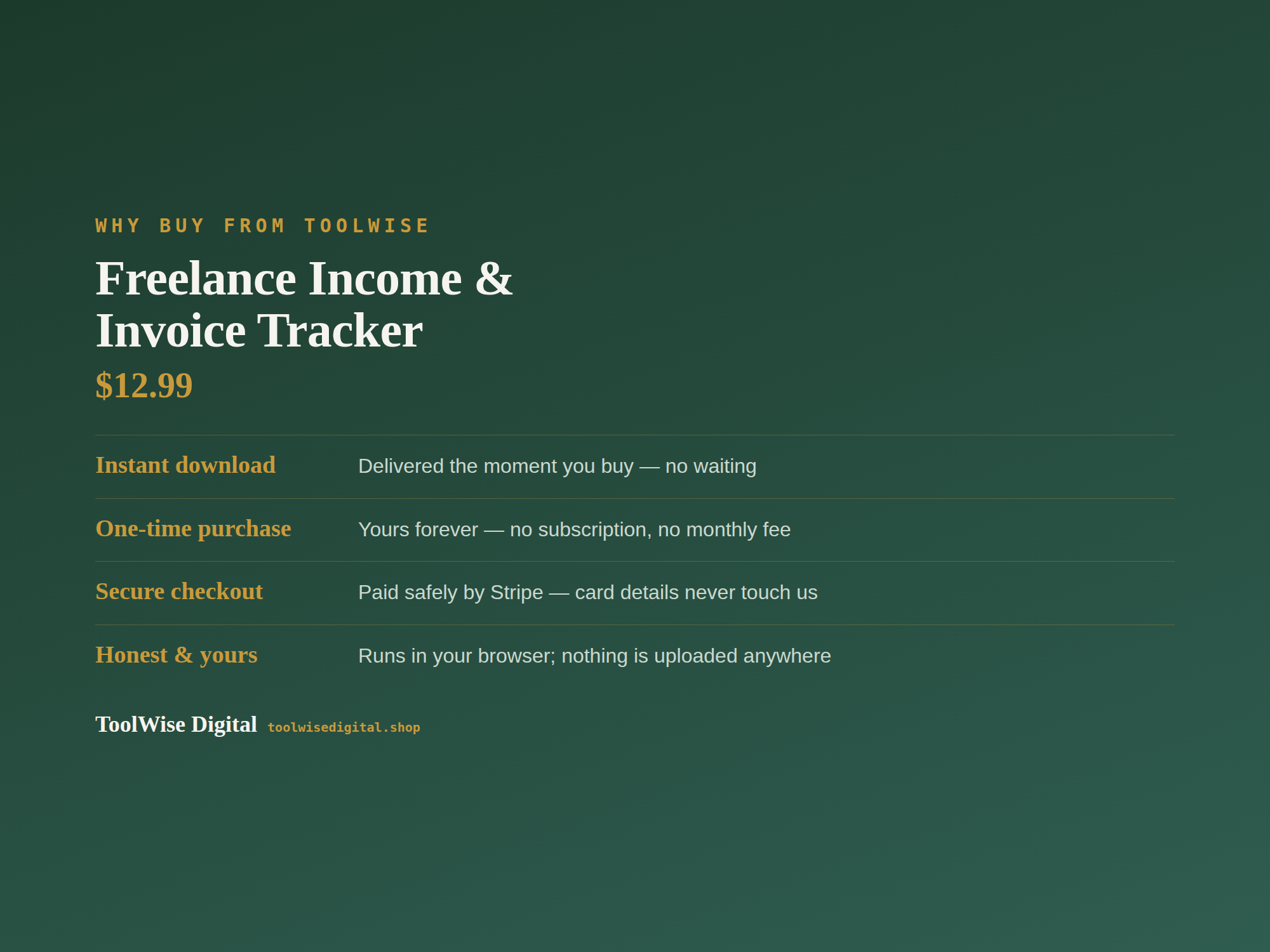 Freelance Income & Invoice Tracker — Google Sheets & Excel spreadsheet by ToolWise Digital — view 8