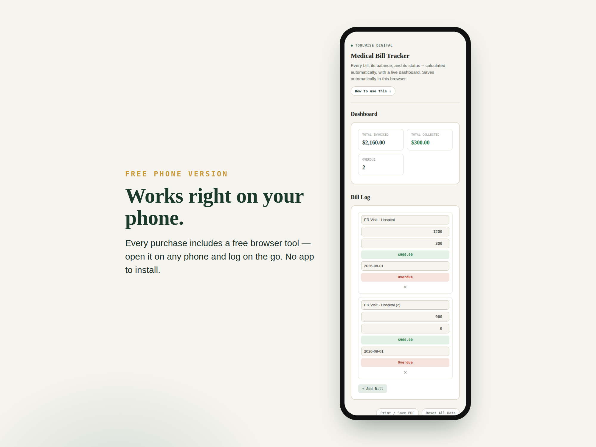 Medical Bill Tracker — Google Sheets & Excel spreadsheet by ToolWise Digital — view 3