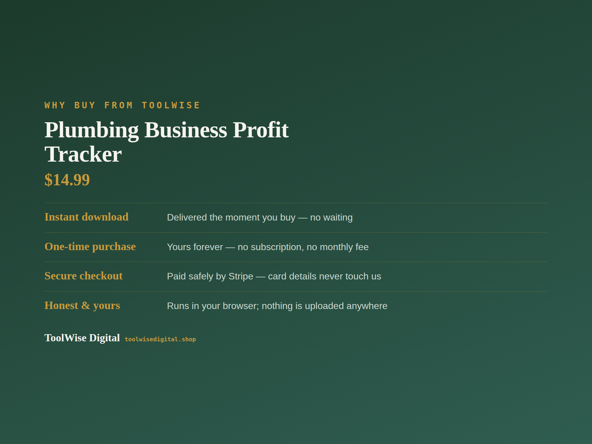 Plumbing Business Profit & Loss Tracker — Google Sheets & Excel spreadsheet by ToolWise Digital — view 8