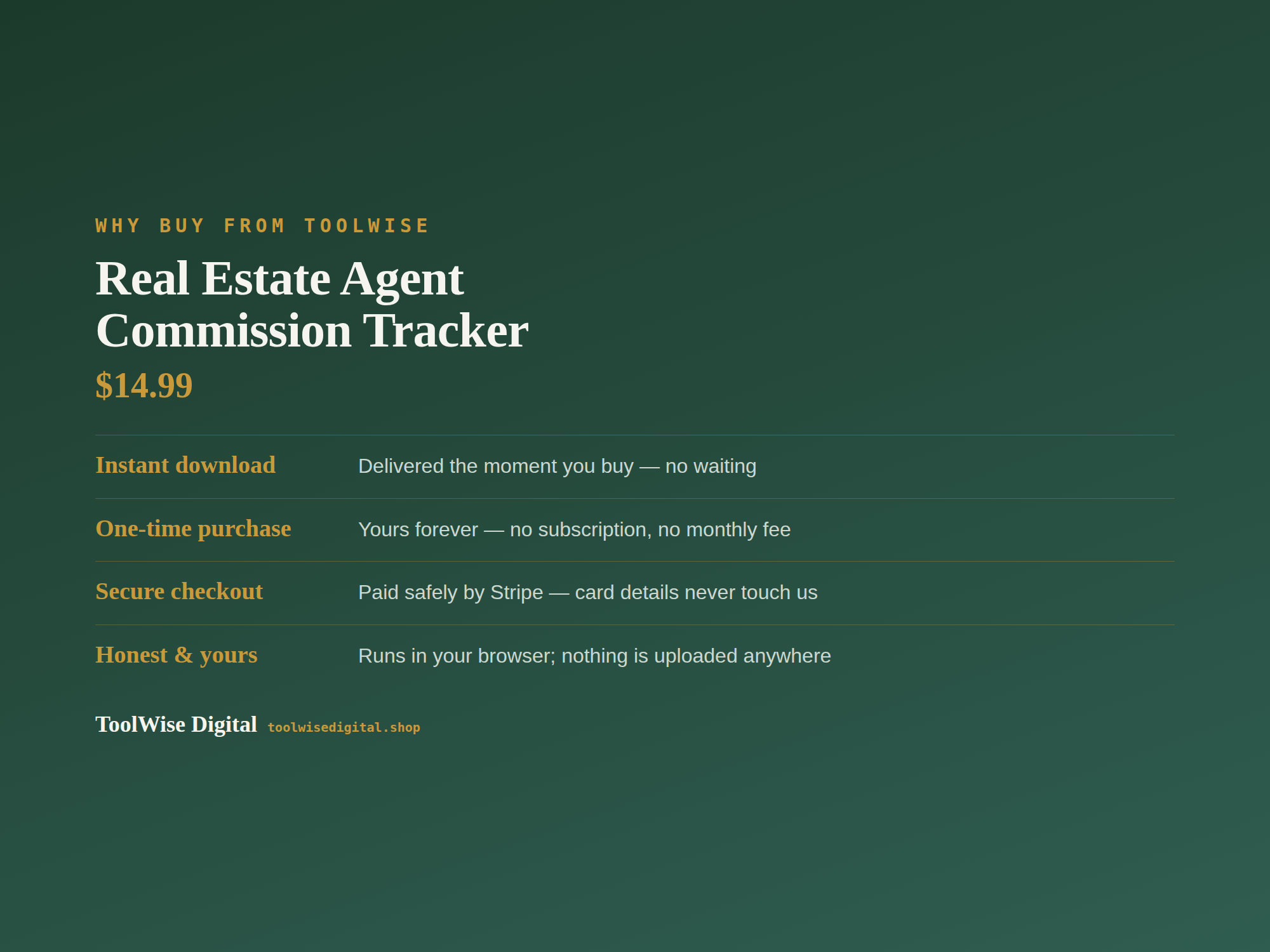 Real Estate Agent Commission Tracker — Google Sheets & Excel spreadsheet by ToolWise Digital — view 8
