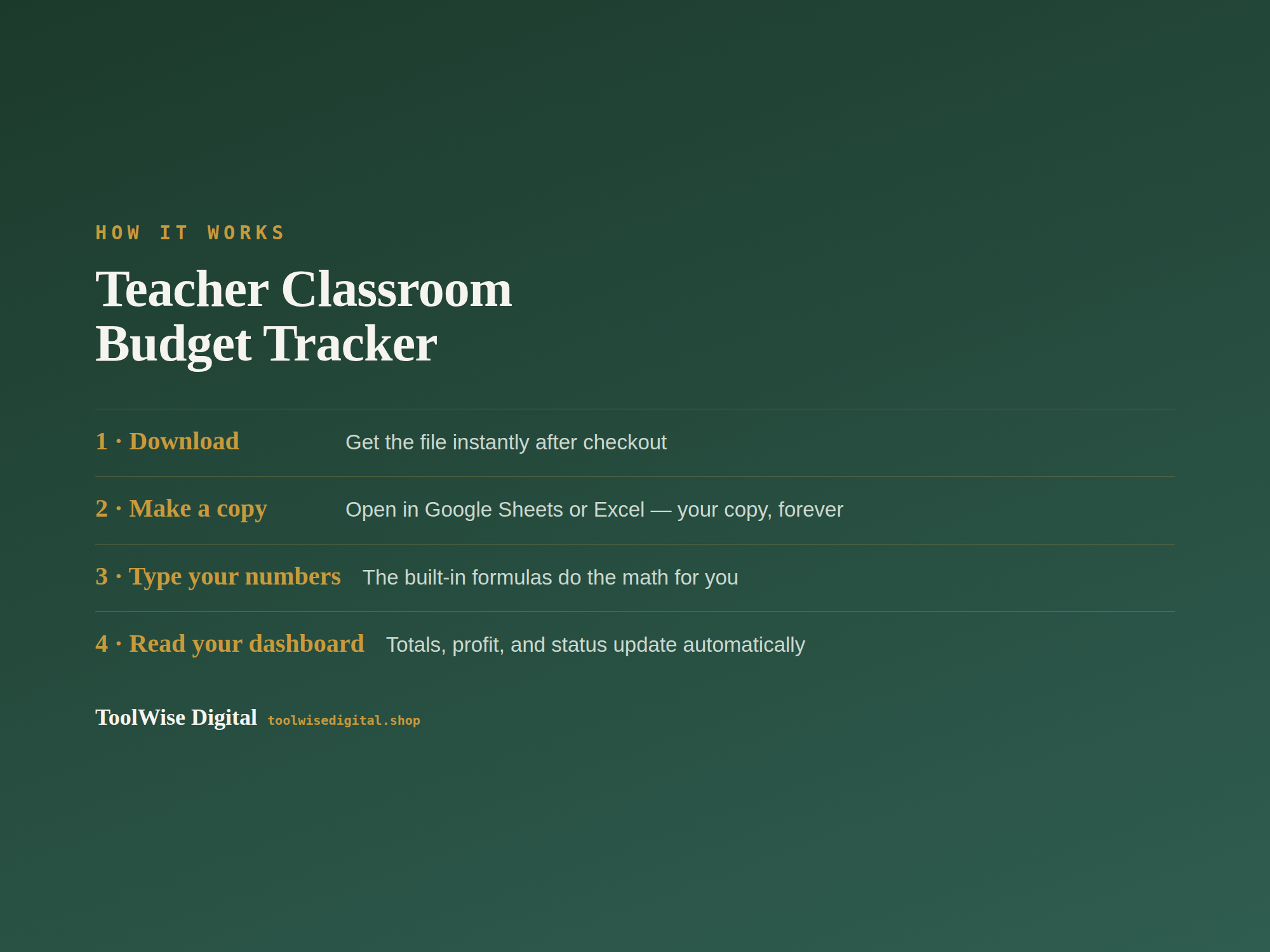Teacher Classroom Budget Tracker — Google Sheets & Excel spreadsheet by ToolWise Digital — view 5