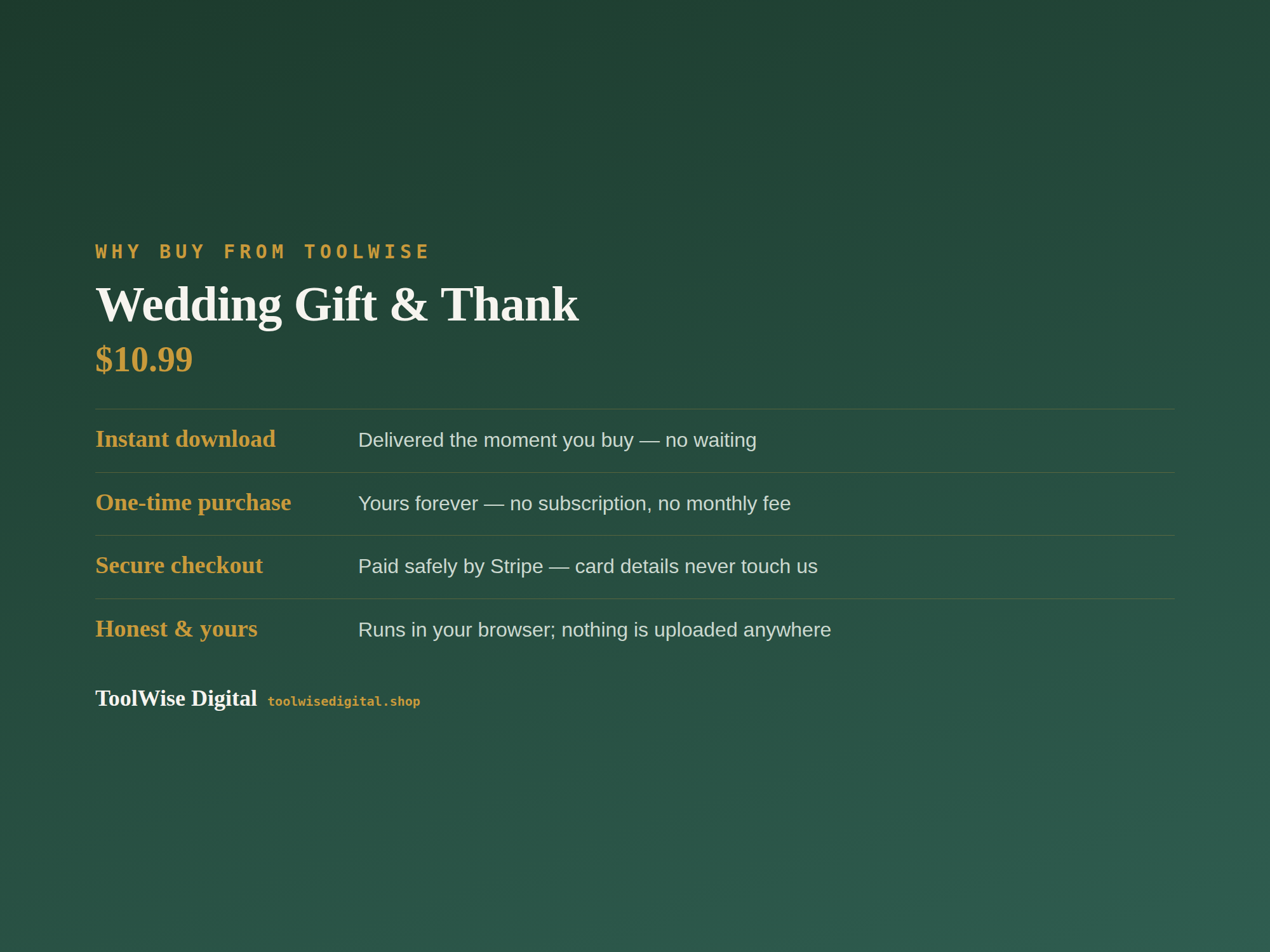 Wedding Gift & Thank-You Tracker — Google Sheets & Excel spreadsheet by ToolWise Digital — view 8